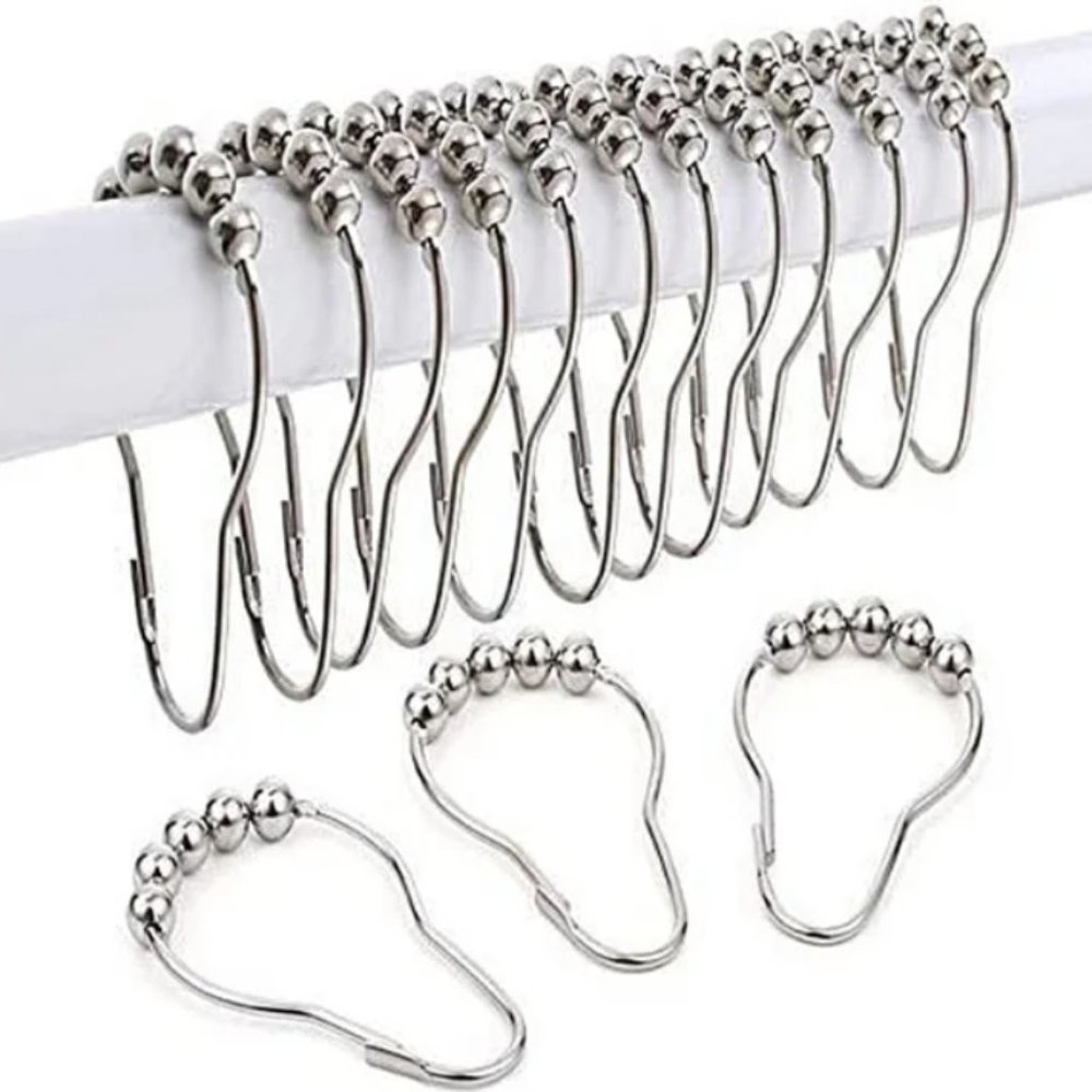 12 Count V Hook Shower Curtain Rings Chrome Finish NEW